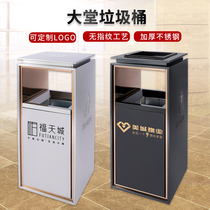 Custom hotel lobby stainless steel trash can vertical with ashtray Shopping mall sales office hall elevator entrance outdoor