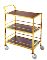 Three-layer steel wood wine cart Dining cart Mobile food delivery Titanium service cart Hotel stainless steel trolley Luxury hotel