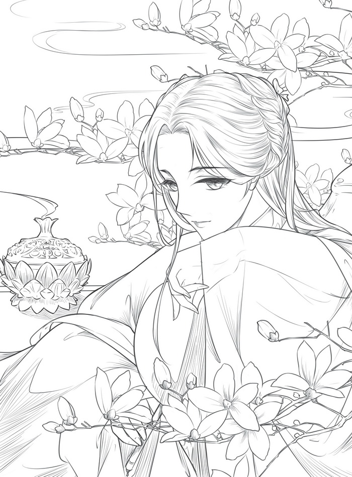 思美人 醉花颜:唯美古风涂色线描集