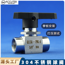 Stainless steel ball valve 304 Q11SA imitation American straight through panel inner wire valve NPT2 points 4 points for instrument piercing board