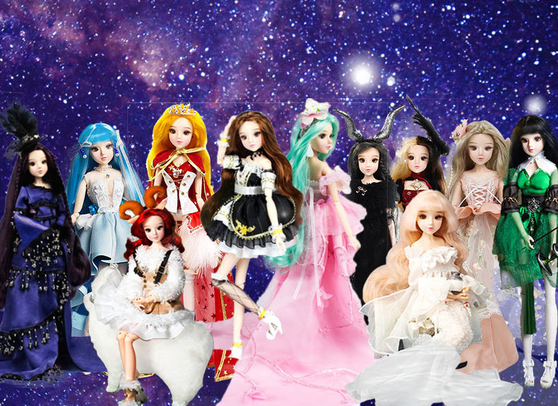 十二星座娃娃仿真女孩公主洋娃娃玩具关节娃娃12星座套装生日礼物_券