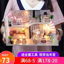 Hongda diy cottage handmade mini small house model villa Art house Creative gift Pink melody
