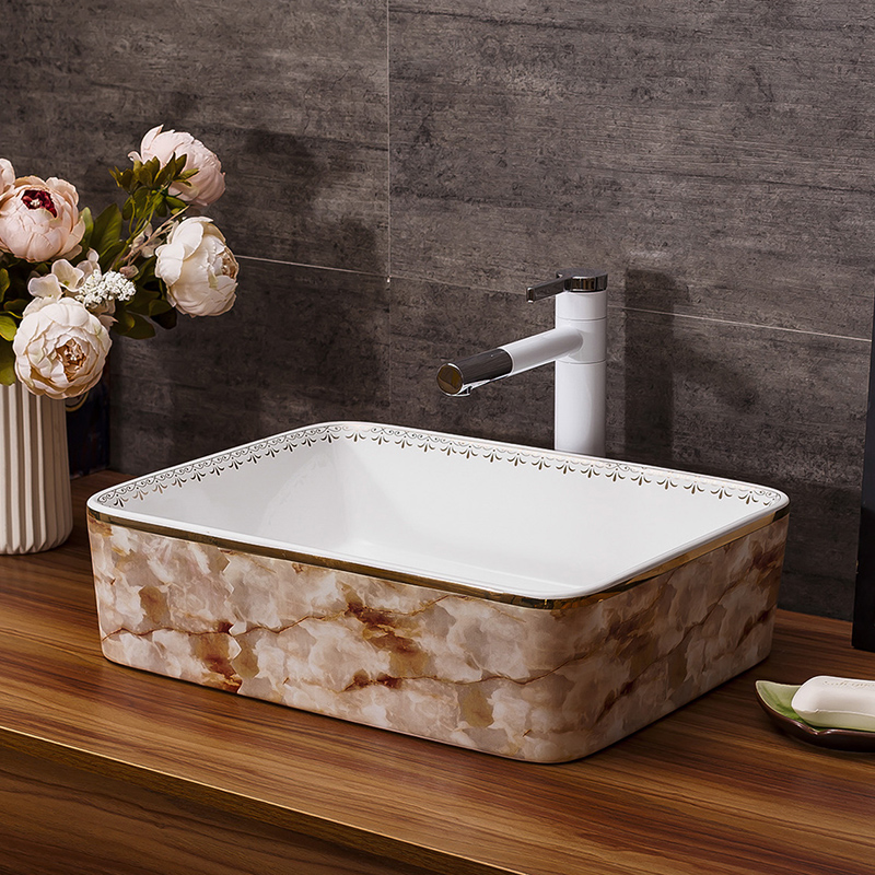 On the ceramic bowl, square, European art basin sink basin bathroom sinks counters are contracted household