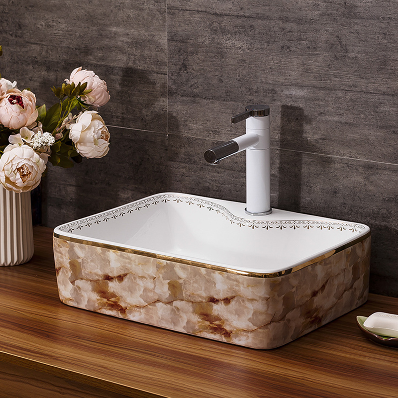 Jingdezhen ceramic stage basin square continental basin of I and contracted marble art bathroom sinks