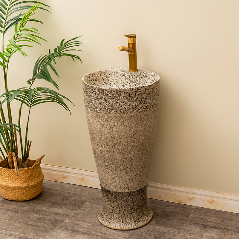 Ceramic column type lavatory balcony column basin integrated household is suing patio floor sink to restore ancient ways