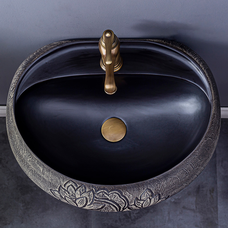 Household lavabo floor pillar basin courtyard balcony toilet stage basin integrated basin ceramic sinks 8