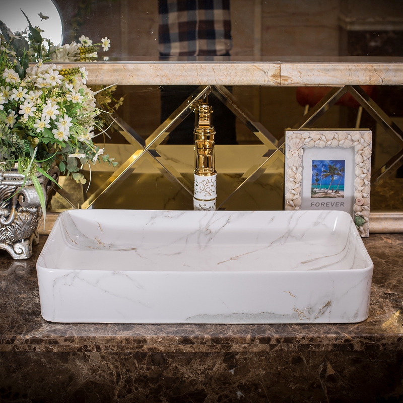 Jingdezhen ceramic art basin on its extended rectangle bathroom marble sinks the sink basin