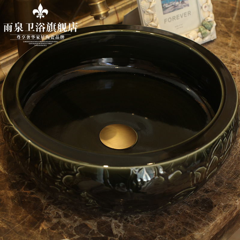 Jingdezhen ceramic stage basin art waist drum Europe type restoring ancient ways hand - carved the lavatory toilet lavabo