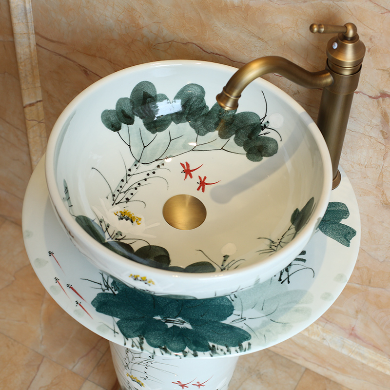 Jingdezhen ceramic column balcony fall type toilet bowl lavatory pillar lavabo art basin of the post