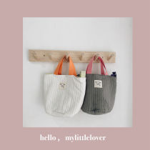 Korea custom washed cotton quilted cotton small bag bucket bag Childrens crossbody bag Hand-collar bag dual-use