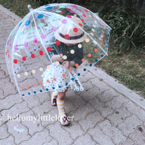 INS wind transparent small umbrella Color polka dot umbrella Childrens umbrella