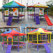 Kindergarten trampoline large-scale amusement equipment jumping bed naughty castle guardrail trampoline outdoor outdoor square trampoline