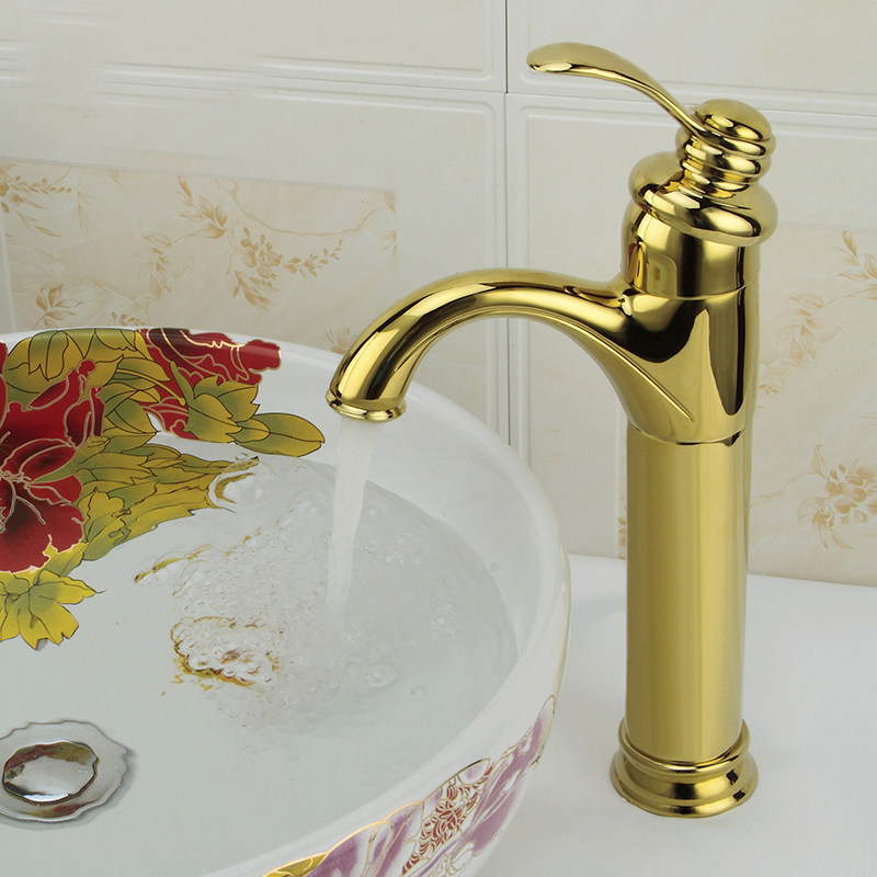 仿古水龙头 全铜 镀金龙头 金色龙头 加重面盆龙头 浴室柜龙头