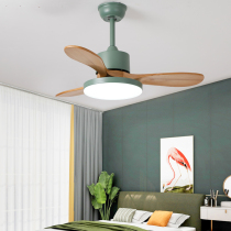 36 inch solid wood ceiling fan light Childrens room restaurant bedroom small room Macaron frequency conversion Nordic silent fan light