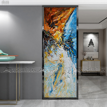 Modern minimalist living room screen partition Entrance aisle Sofa background wall shoe cabinet frosted art glass abstract painting