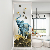 Simple European-style art glass screen partition living room decoration frosted translucent porch aisle back transparent auspicious elephant