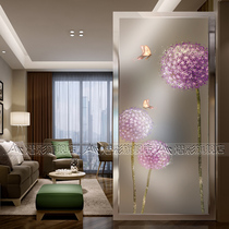 Art glass European-style porch screen living room partition background wall transparent frosted corridor aisle moving door dandelion