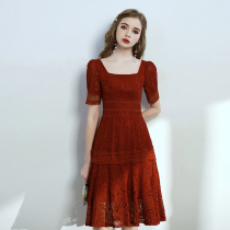 Toast Bride 2021 new wine red wedding small man big size engagement dress usually wear spring and summer