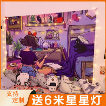 Japanese simple ins hanging cloth net red background cloth rental room bedroom room decoration wall cloth dormitory bedside tapestry