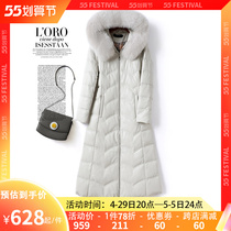 Henning leather clothes down clothes female midfielders Fox Fur Collar Even Cap Woman Coat White Duck Down Anti Season Sheep Leather Girl Real Leather