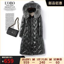 Leather coat duvet jacket woman in the middle of the red fox fur collar with cap sheep leather Hainen spring autumn white duck suede genuine leather jacket woman