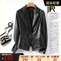 Western Suit Woman Genuine Leather Short Repair Suit Jacket Haining 2022 Spring Autumn Increased Code Black Sheep Leather Lady Leather Clothing