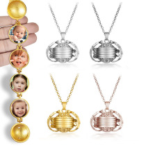 Multi-layer angel wing photo box photo album necklace 4 layers can be opened pendant with chain folding photo DIY custom gift
