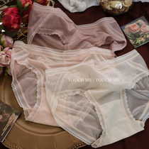 touchme french lace romantic style pure desire girls' underwear soft sexy breathable summer thin medium low waist 3pcs