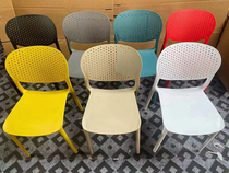 Nordic plastic chair Simple modern office computer chair Household creative stool Adult dining chair thickened backrest chair