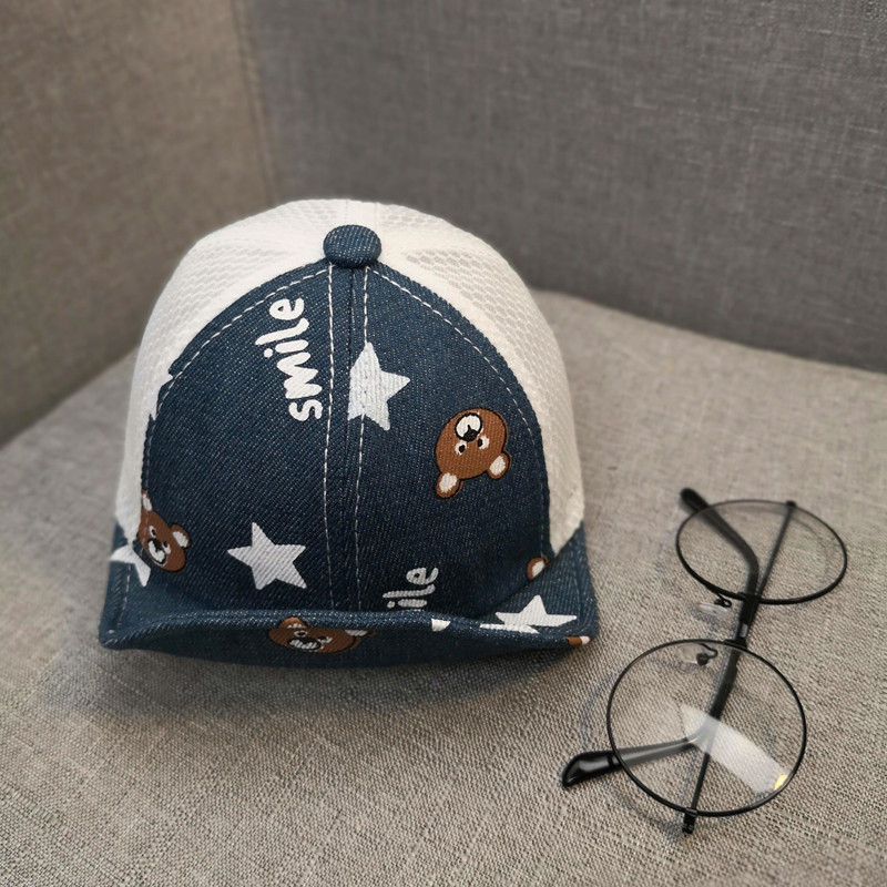 m8106 酷酷基牛仔熊软岩网眼帽 儿童帽子 韩版宝宝男女遮阳鸭舌帽