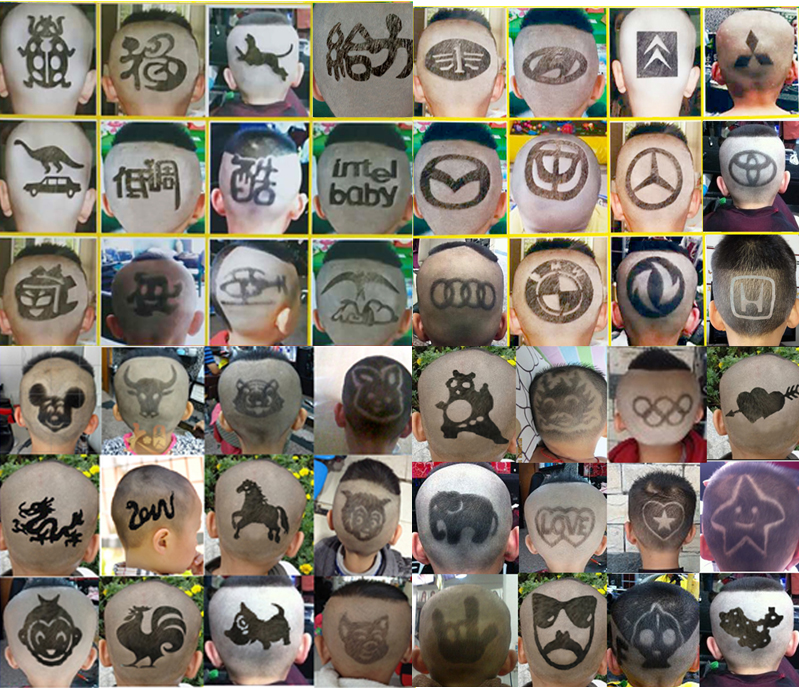 日威雕刻剪儿童造型理发器个性发型模具刻字推剪雕发图案模型模板