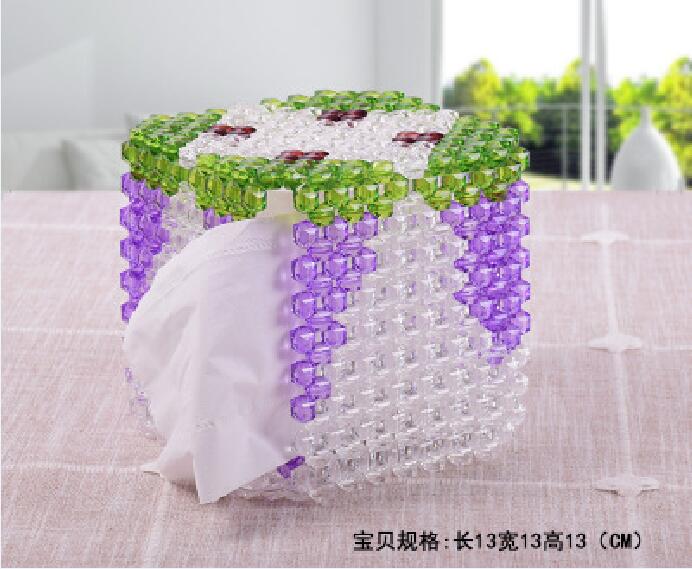 手工串珠制作四方葡萄圆筒纸侧抽纸盒酒店 宾馆 家用纸巾盒成品_7折