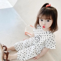 Female baby suit 2022 girls summer clothes new Korean version of children sleepwear foreign air Two sets of summer full cotton damp