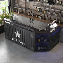 Vintage Cashier Taiwan Iron Art Container Counter Music Bar Corner Curved Bar Industrial Coffee Reception