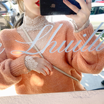 ByYou winter Western style high-neck water-soluble lace shirt womens long-sleeved inner match 2019 new hollow mesh bottoming shirt