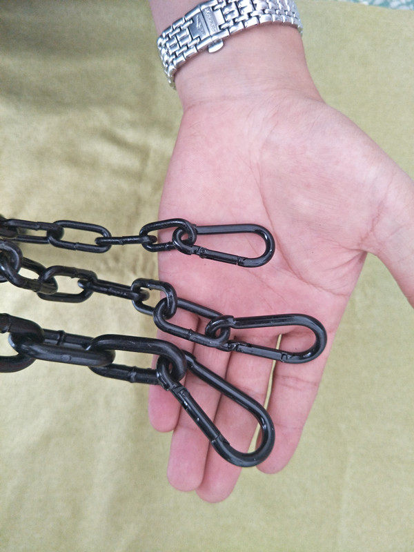 m4 5 6黑色铁链子链条活扣 弹簧扣 登山扣 黑色攀岩快挂扣 安全扣_双