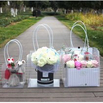 PVC square tote bag transparent cake box bag PP plastic bouquet clothing gift wedding souvenir bag