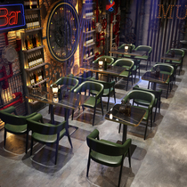 Restaurant Table And Chairs Combined Dessert Small Shop Service Area Cassette Fire Pan Shop Milk Tea Shop Cold Drink Against Wall Sofa Retro