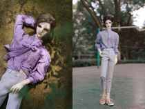 BJD baby clothes 1 3 uncle wide pine style collar shirt with streamer ~ light summer leisure Wind ~