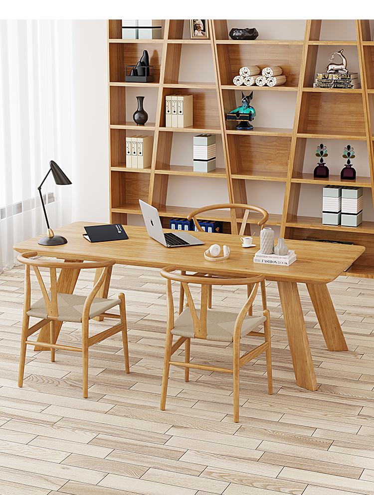 北欧全实木办公桌家用卧室简约学习写字台书房小户型原木色办公桌