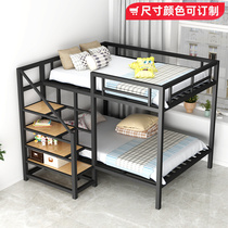 Iron elevated bed double bed bed in bed apartment small family multifunctional home province space double iron bed frame