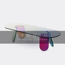 IYOUTH Italy imported GLAS ITALIA rainbow shimmer transparent glass coffee table low table