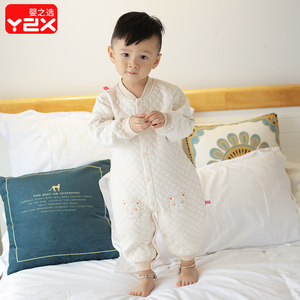 网红婴儿服连体衣秋冬夹棉睡衣宝宝加厚保暖冬装纯棉内衣秋装衣服