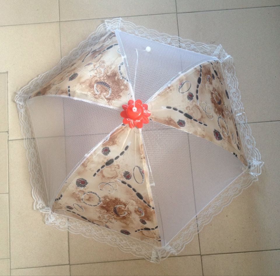 康派高级双骨菜罩活动菜罩可折叠拆洗菜罩防蝇饭罩布菜罩圆形5803