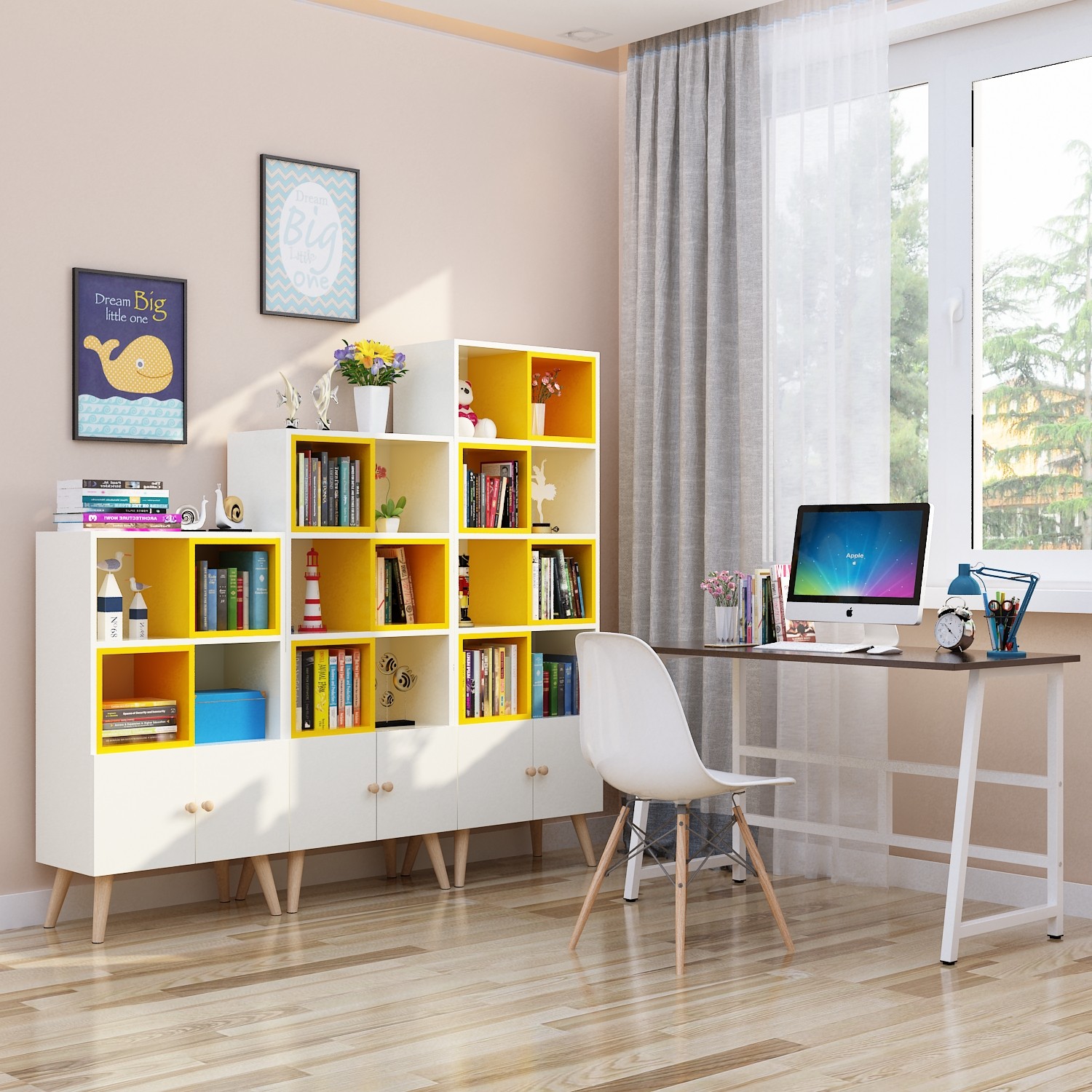 Buy Nordic Bookshelf Landing Children's bookcase shelf simple modern free combination multi