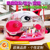Outdoor large inflatable transparent Crystal Palace Whale Island Peppa Pig Park event mall Million ocean ball pool