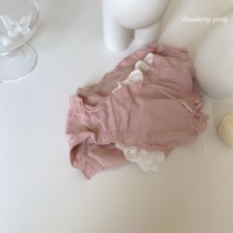 Rosary girl Sweet mid-waist pure cotton underpants female lace day tying hip cute teenage girl wind softly and fatter