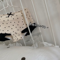 Black Sugar Pearl Flat Angle Pure Cotton Mid Waist Underpants Polo Dot Cute Teenage Girl Wind Retro Fat Subs Hip 3 pieces