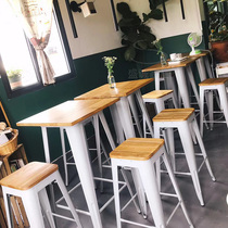 Custom bar small bar table Wrought iron wall simple high foot table is stainless steel industrial style metal dining table