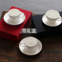 Bone porcelain coffee cup with gift box gold rimmed ceramic coffee cup gift box gift Cup spot custom logo word